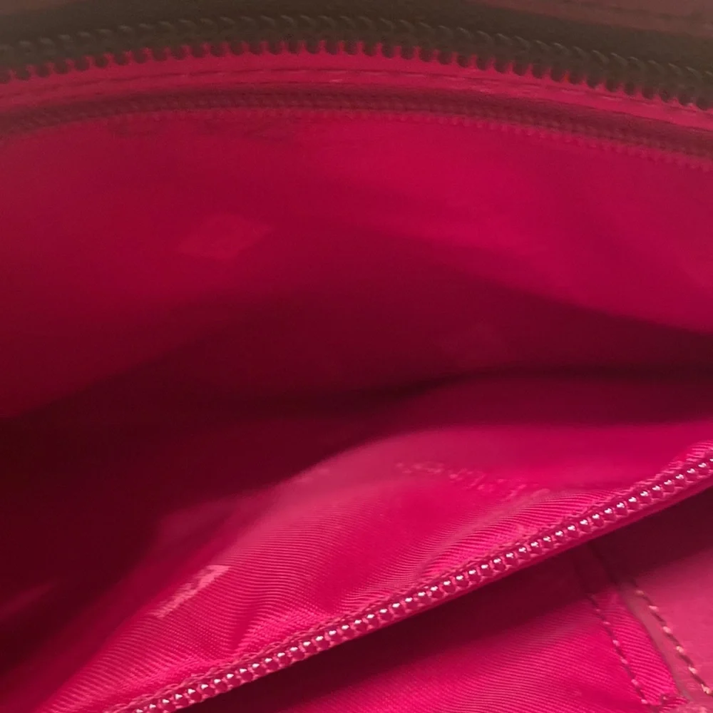 Donald Pliner Purse Bag Brown Suede w/studded leather trim Pink interior - Picture 12 of 14